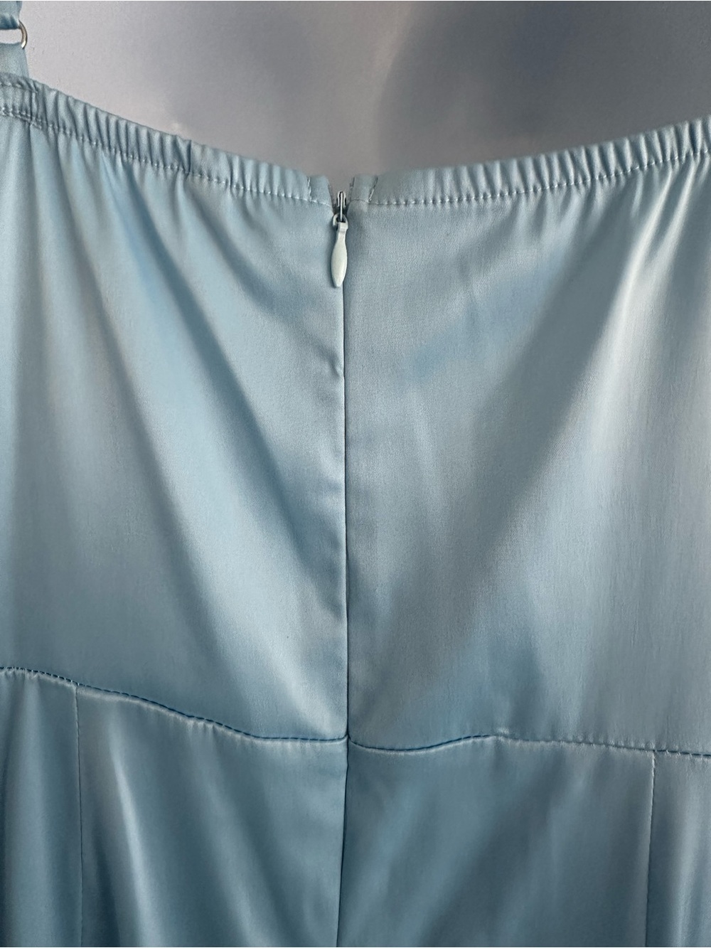 Light Blue Satin Ruffle High-Low Dress - Picture 7 of 10